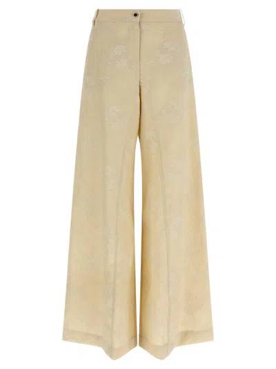 Pinko Linen Fla Women's Pants In Neutral