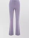 Pinko Linen Flared High Waist Trousers In Gray