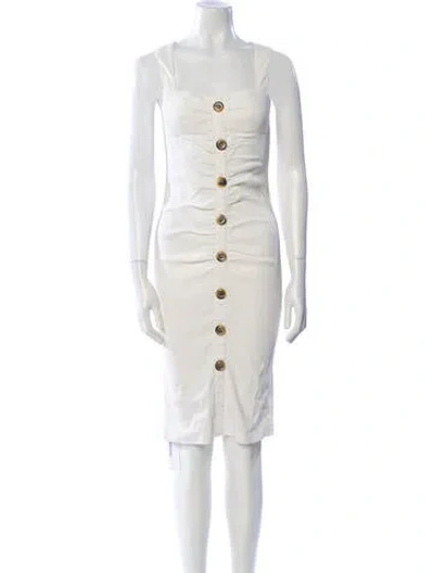 Pre-owned Pinko Linen Knee-length Dress In Neutral