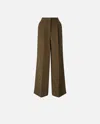 Pinko Linen Palazzo Trousers With Pockets In Green Old England