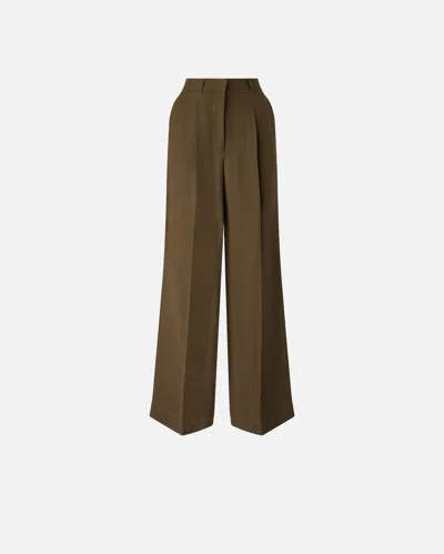Pinko Linen Palazzo Trousers With Pockets In Green Old England