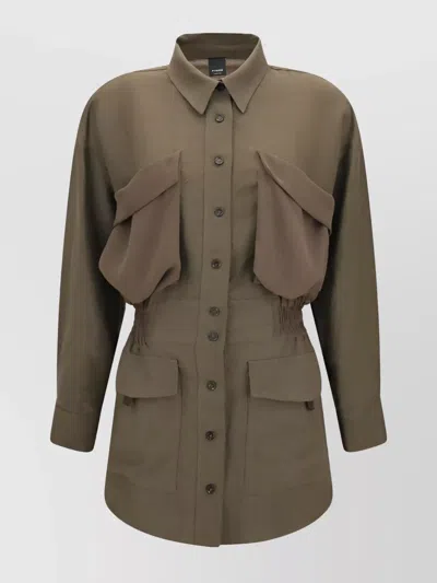 PINKO LINEN SHIRT JACKET WITH FOUR PATCH POCKETS