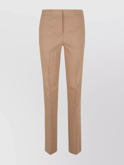 Pinko Linen Stretch Straight Leg Trousers In Brown