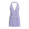 Pinko Purple Linen Dress In Purple