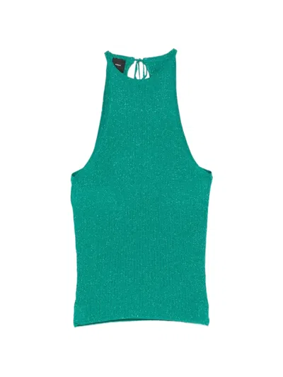 Pinko Linum Tie-neck Knit Tank Top In Pattern