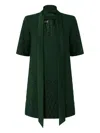 Pinko T-shirt Style Dress With Rhinestones In Green