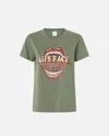 Pinko Lips Race Mouth Print T-shirt In Four-leaf Clover Green