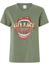Pinko Lips Race Mouth Print T-shirt In Green