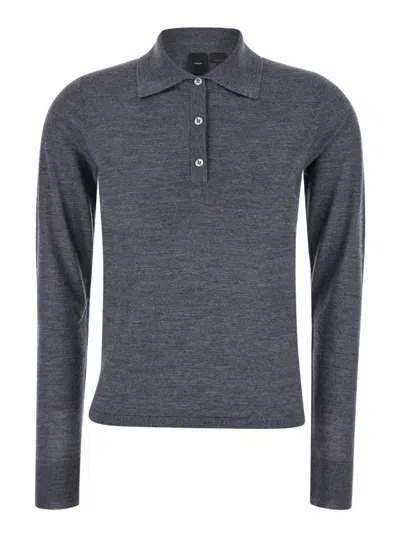 Pinko Liquoroso Wool Polo Top In Blue