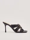 Pinko Nappa Leather Sandals With Heel And Bird Detail In Nero