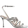 Pinko Stiletto Heeled Sandals With Sparkling Straps In Metallic