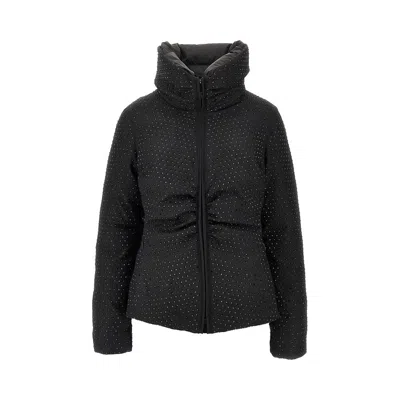 Pinko Ll-over Strass Padded Jacket In Black