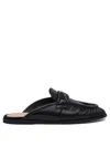 Pinko Naty Nappa Leather Flat Mules In Black