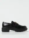 Pinko Black Loafers With Logo Plate In Leather Woman In Schwarz