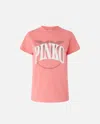 Pinko Logo And Birds T-shirt In Sunny Coral