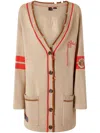Pinko Button Knitted Cardigan In Neutrals