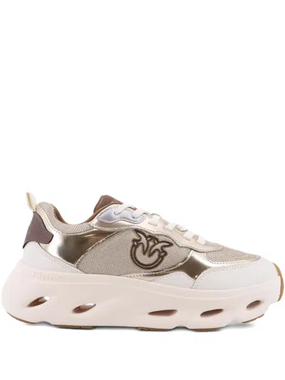 Pinko Logo-appliqué Sneakers In Neutral