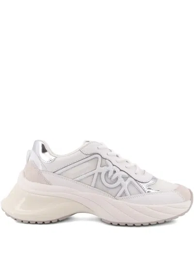 Pinko Ariel 33 Leather Sneakers With Nylon Inserts In White