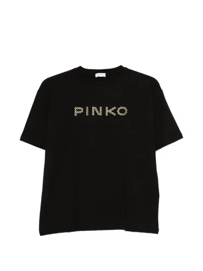 Pinko Kids' Logo-appliqué T-shirt In Black