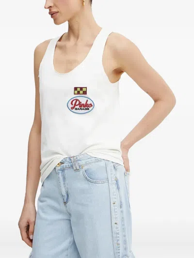 Pinko Logo-appliqué Tank Top In White