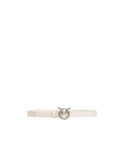 Pinko Logo Belt Buckle Belt In White