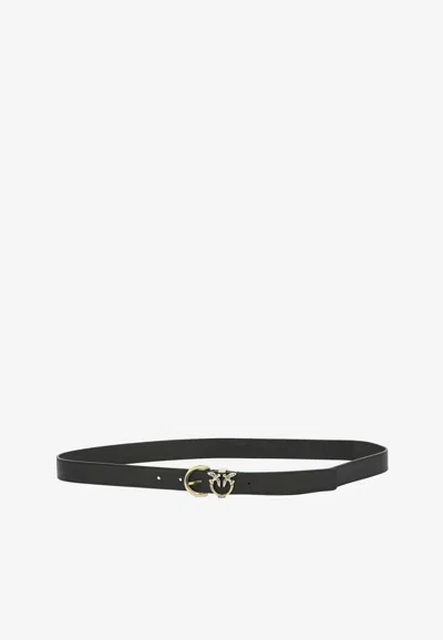 PINKO LOGO BIRDS LEATHER BELT