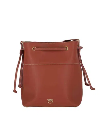 Pinko Logo Bucket Bag In Brown