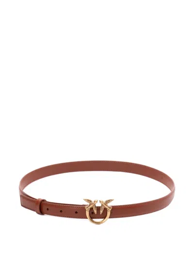 Pinko Logo-buckle Belt In Brown
