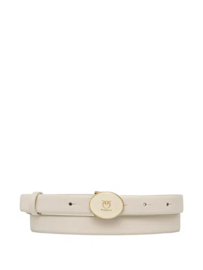 Pinko Logo-buckle Belt In Neutral