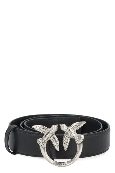 PINKO PINKO LOGO BUCKLE LEATHER BELT