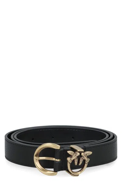 PINKO PINKO LOGO BUCKLE LEATHER BELT