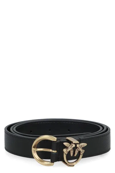 PINKO PINKO LOGO BUCKLE LEATHER BELT