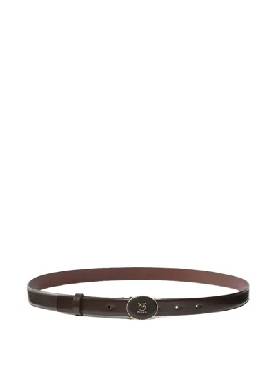 Pinko Logo-buckle Leather Belt In Brown