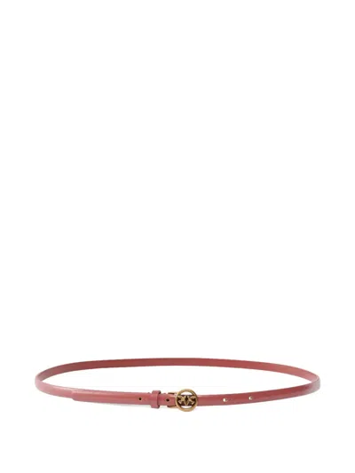 Pinko Logo-buckle Leather Belt In Pink