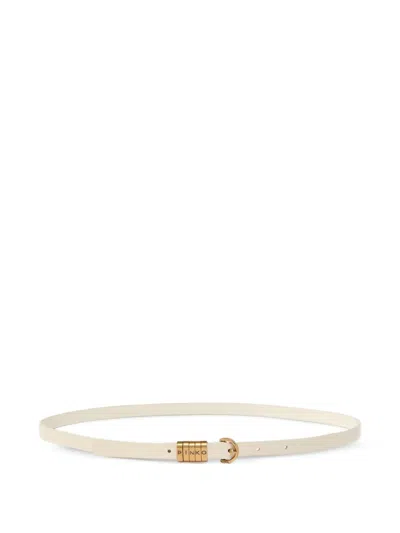 Pinko Logo-buckle Leather Belt In White