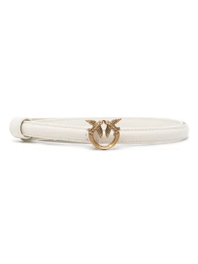 PINKO LOGO-BUCKLE LEATHER BELT