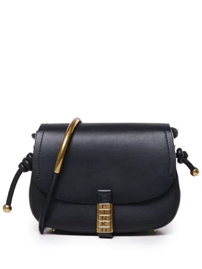 Pinko Logo-buckle Shoulder Bag In Black