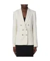 Pinko Logo-button Double-breasted Blazer In White