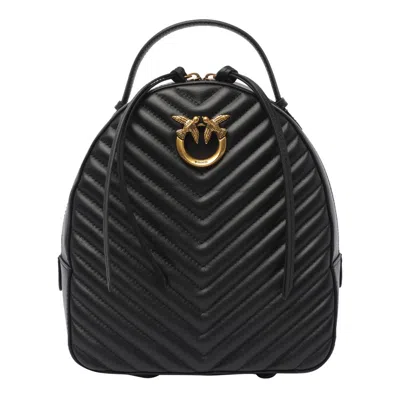 Pinko Logo Chevron Quilted Backpack In Black