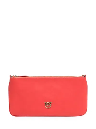 Pinko Logo Clutch Bag In Red