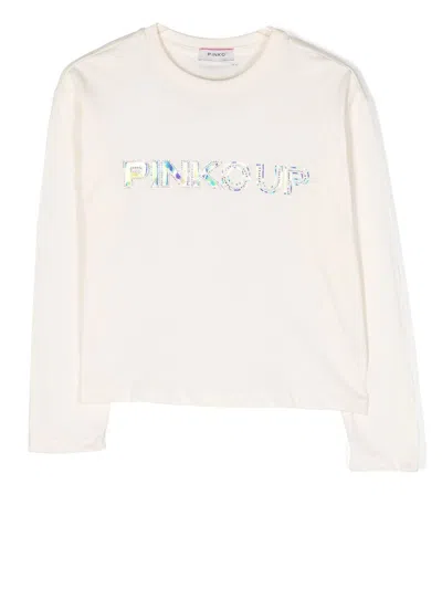 Pinko Logo-print Cotton Sweatshirt In Nude