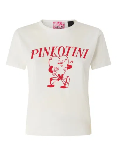 Pinko White Crewneck T-shirt With Maxi Logo Print On The Front In Cotton Woman