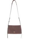 Pinko Logo-detail Calfskin Crossbody Bag In Brown