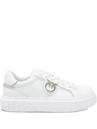 Pinko Logo-detail Flatform Sneakers In White