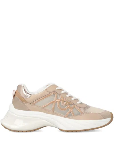 Pinko Logo-detail Lace-up Sneakers In Neutral