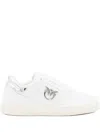 Pinko White Leather Sneakers With Metallic Accents