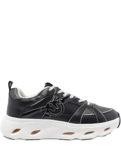 Pinko Logo-detail Mesh-upper Sneakers In Black