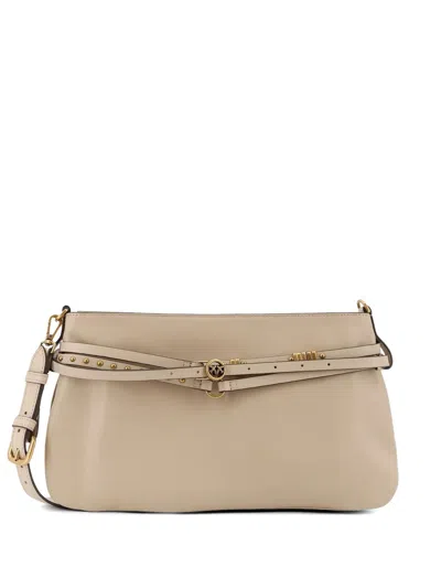Pinko Logo-detail Shoulder Bag In Brown