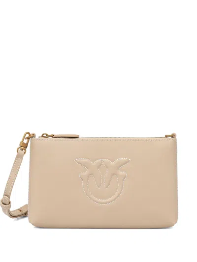 Pinko Logo-detail Zip-top Cross Body Bag In Neutral