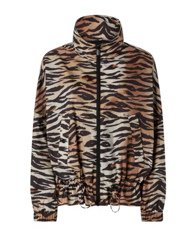 Pinko Logo Detail Zip-up Jacket In Animal Print